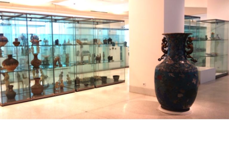 Photo of museum exhibit of ceramics
